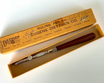 Vintage Dietzgen CLASSIC Club-Style wood handle RULING PEN Mid-Century Drafting Drawing Tool