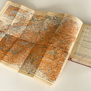 1922 Edition BAEDEKER&#39;S SWITZERLAND Handbook for Travelers INCREDIBLE Fold-out Maps