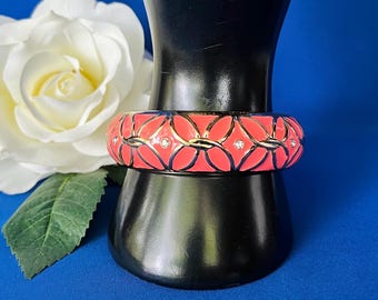 Vintage Enamel and Rhinestone Hinged Bangle Bracelet