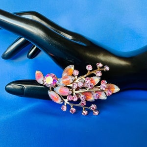 Vintage Pink Art Glass Beaded Brooch