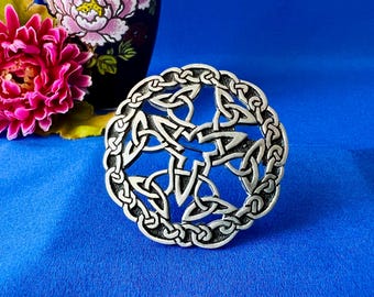 Vintage St. Justin Pewter Celtic Knot Brooch
