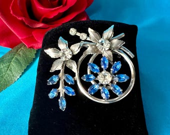 Vintage Silver Tone and Rhinestone Brooch / Pendant Combination