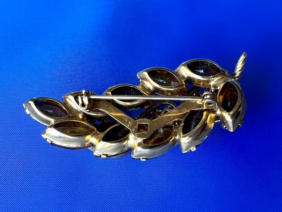 Vintage Topaz and Yellow Rhinestone Hearts Brooch… - image 5