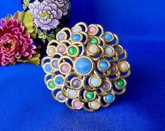 Vintage Joan Rivers Domed Multi-color Brooch