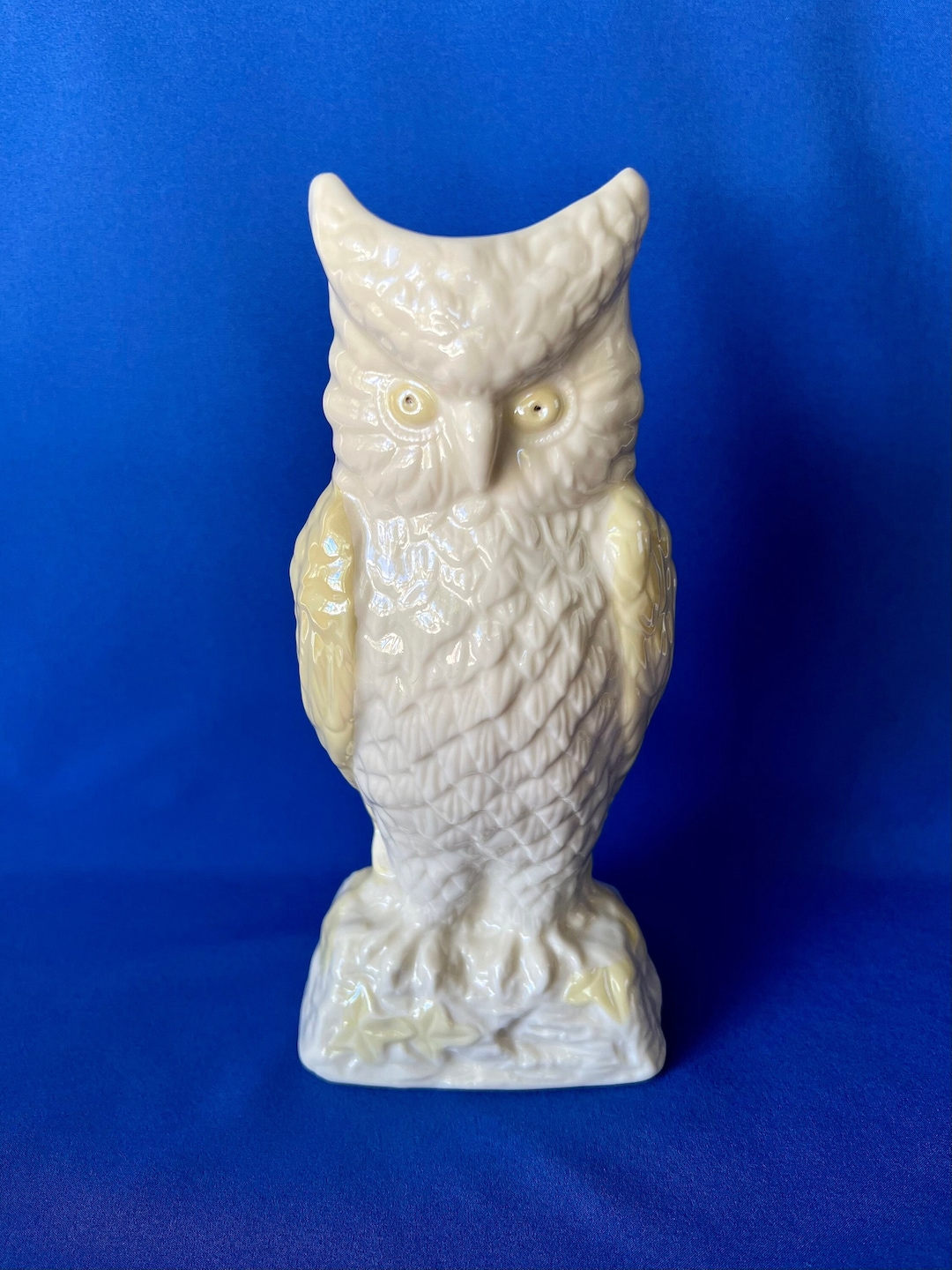 Vintage Belleek Horned Owl Vase, Vintage Belleek Ireland 7th Mark Owl