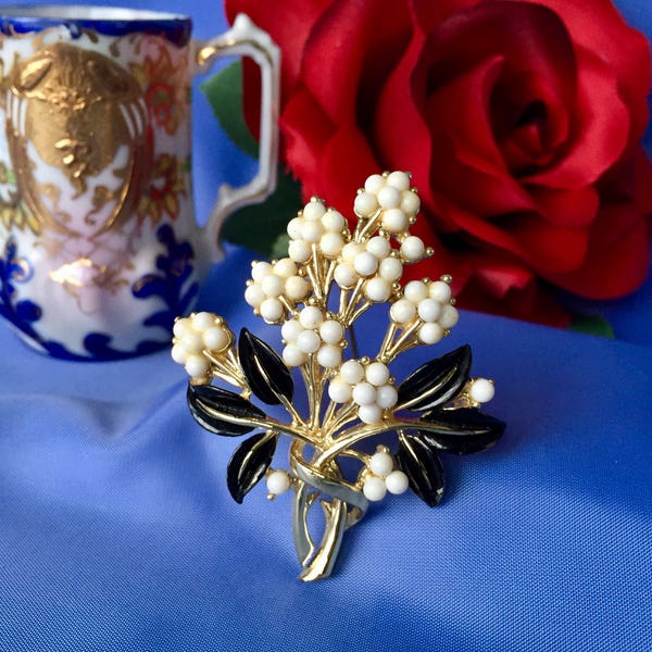 Verkauf Coro Vintage signiert Blume Bouque Brosche, brooch Brosche, Coro Blumen Brosche, Coro Bouque Pin Blume signiert Coro Pegasus Brosche
