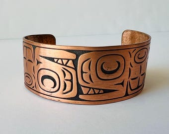 Vintage WM Wheeler Native American Copper Cuff Bracelet