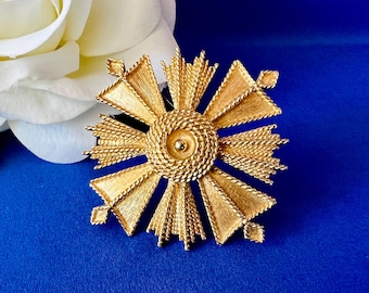 Vintage Monet Large Gold Tone Maltese Cross Brooch
