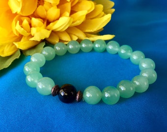 Green Aventurine Mala Bracelet: Stone Stacking Bracelet