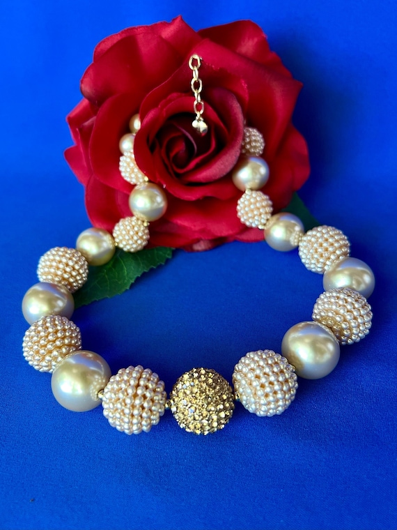 Vintage Carolee Chunky Faux Pearl Beaded Necklace