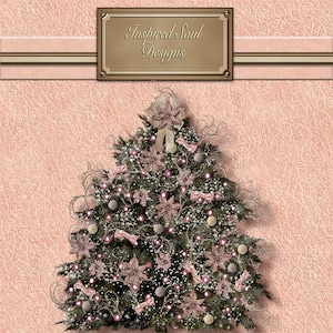 30 Shabby Chic Christmas Tree PNG Overlay Files