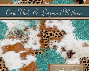Glitter, Cow Hide, and Leopard | Western Pattern| Seamless, Repeatable JPEG & SVG