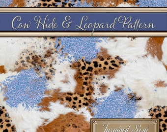 Glitter, Cow Hide, and Leopard | Western Pattern| Seamless, Repeatable JPEG & SVG