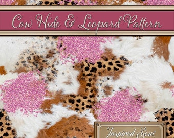 Glitter, Cow Hide, and Leopard | Western Pattern| Seamless, Repeatable JPEG & SVG