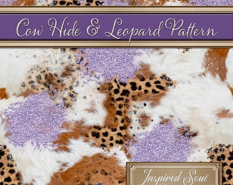 Glitter, Cow Hide, and Leopard | Western Pattern| Seamless, Repeatable JPEG & SVG