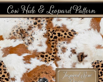 Western Cow Hide and Leopard Pattern -Seamless, Repeatable JPEG & SVG