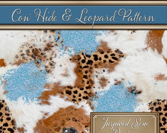Glitter, Cow Hide, and Leopard | Western Pattern| Seamless, Repeatable JPEG & SVG