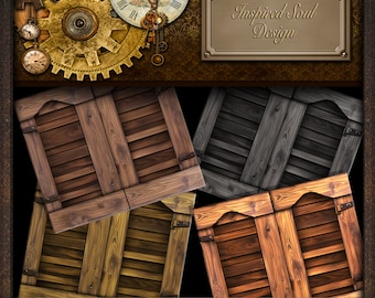 8 Swinging Saloon Door Set 1 | Digital Graphics JPEG Files