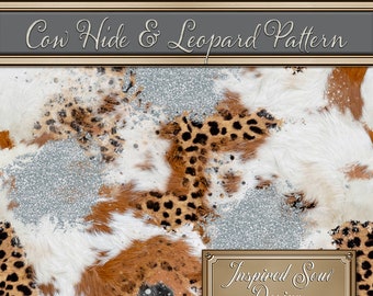 Glitter, Cow Hide, and Leopard | Western Pattern| Seamless, Repeatable JPEG & SVG