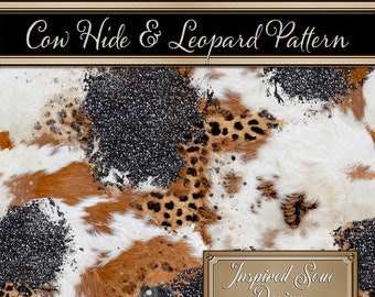 Glitter, Cow Hide, and Leopard | Western Pattern| Seamless, Repeatable JPEG & SVG