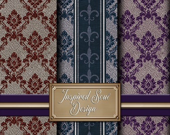 16 Brocade Textures Set 1 -Seamless, Tileable JPEG Files for Graphic Design, Backgrounds, Sublimation, Crafting, Scrapping & More