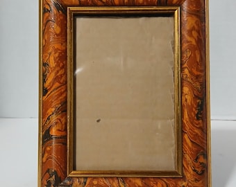 Vintage 1980's  1990's Picture Frame 3 1/2 by 5 1/2" Imitation Marbleized Paper Style