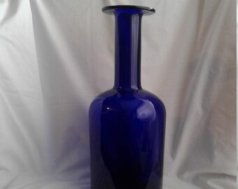 Vintage Cobalt Blue Floor Vase In The Style Of Otto Brauer Holmgaard Gulvase