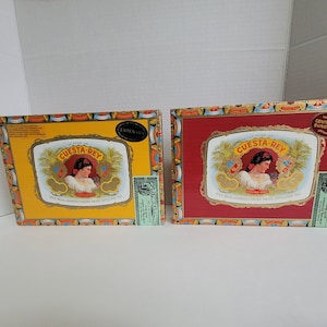 Pair of Cuesta Rey Wood Cigar Boxes Red and Yellow