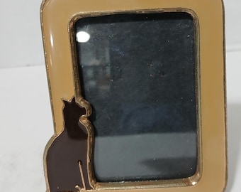 Petit cadre émaillé chat noir