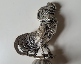 Tapón de botella de gallo de metal vintage