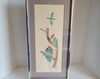 Framed Print of 3 Wood Peckers Artist Created Birds