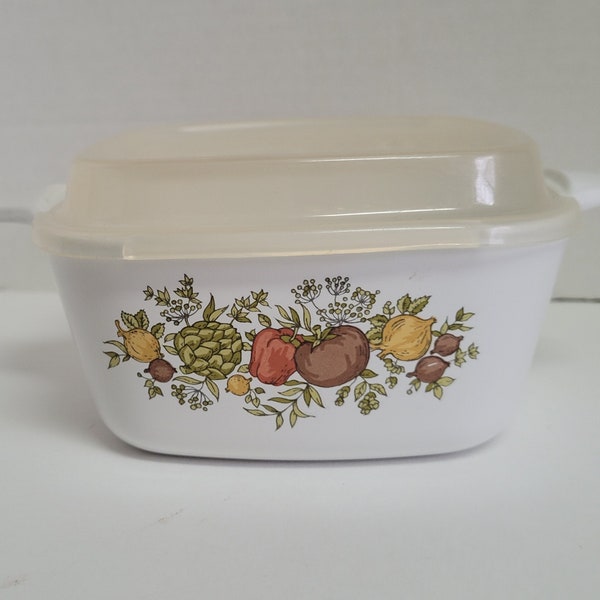 Vintage Corning Ware Spice of Life Small Casserole Dish With Plastic Lid P-43-B 2 3/4 Cup Capacity