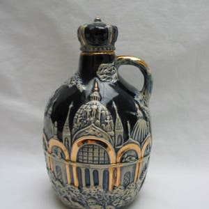 Bottiglia decanter musicale in ceramica blu e bianca Tilso