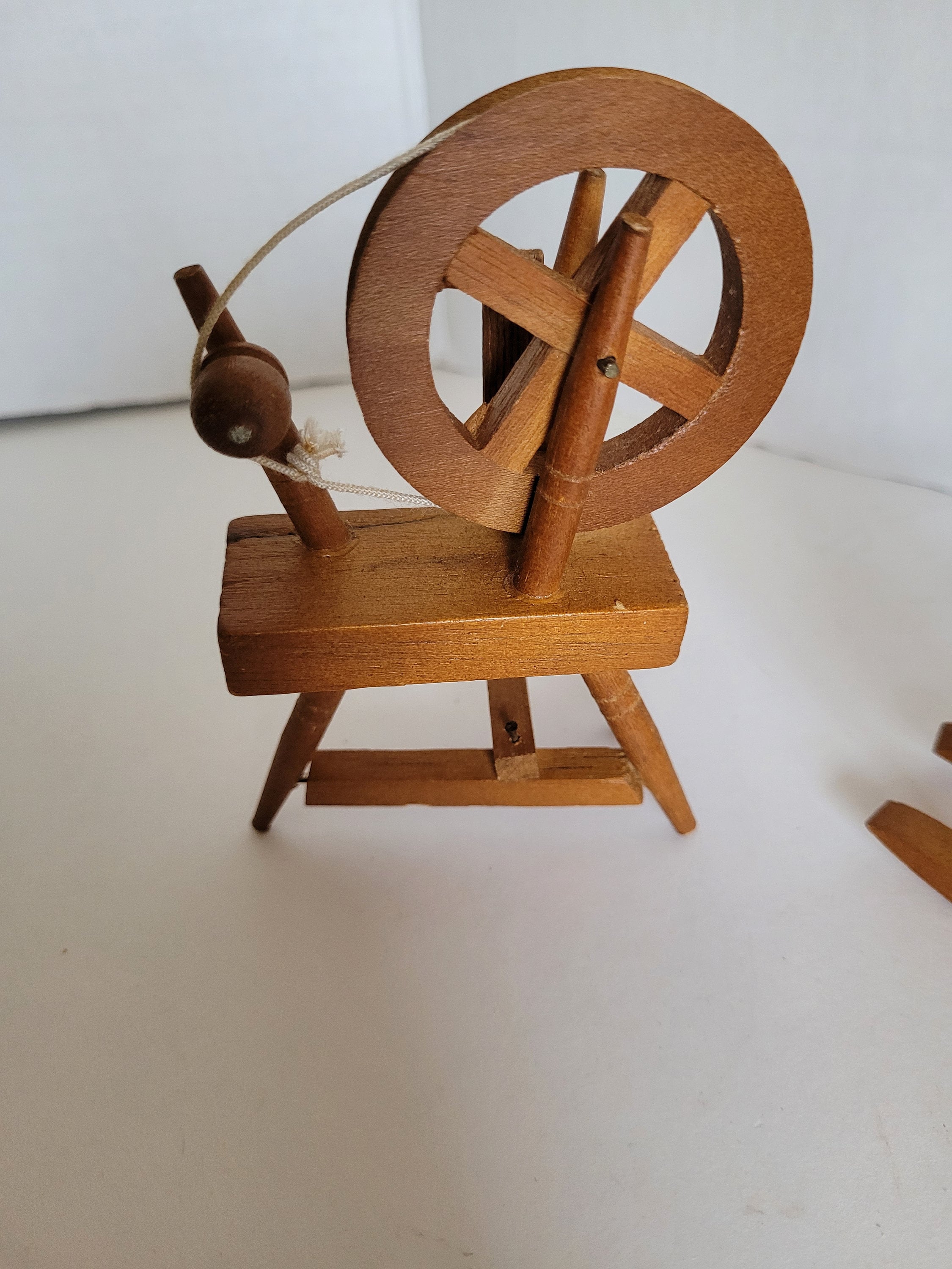 Set of 3 Miniature Wood Country Chair Spinning Wheel Bucket Etsy