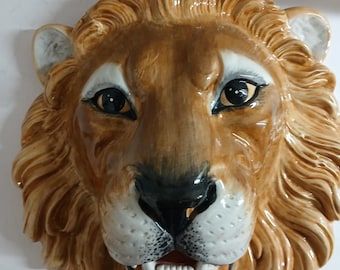 Vintage Italian Large Ceramic Lion Head
