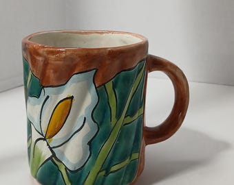 Talavera Rosimar Mug Hand  Painted Calla lilies