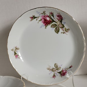 Set of 8 Ucagco Fine China Soup Cereal  Coupe 7 5/8&quot; Bowls  Pink Roses Moss Rose
