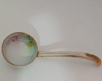 Noritake Mayonnaise Ladle Spoon Rose Bud Pattern Green Back Stamp M