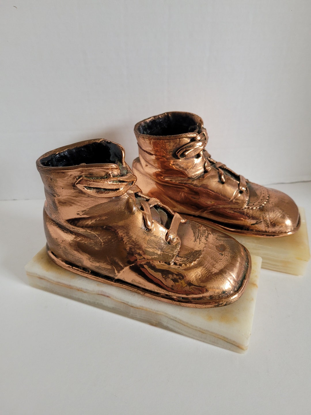 First Time Offered for Sale Vintage Dipped in Copper Baby Shoes 1930s