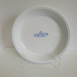 Corning Blue Cornflower Pie Pan P-309 Blue and White  Beautiful Condition