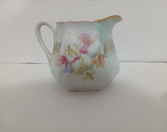Vintage Porcelain Creamer Pink Sweet Peas Made In Bavaria