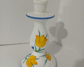 Mikasa Ceramic Candle Stick Holder Blue White Yellow Made In Italy