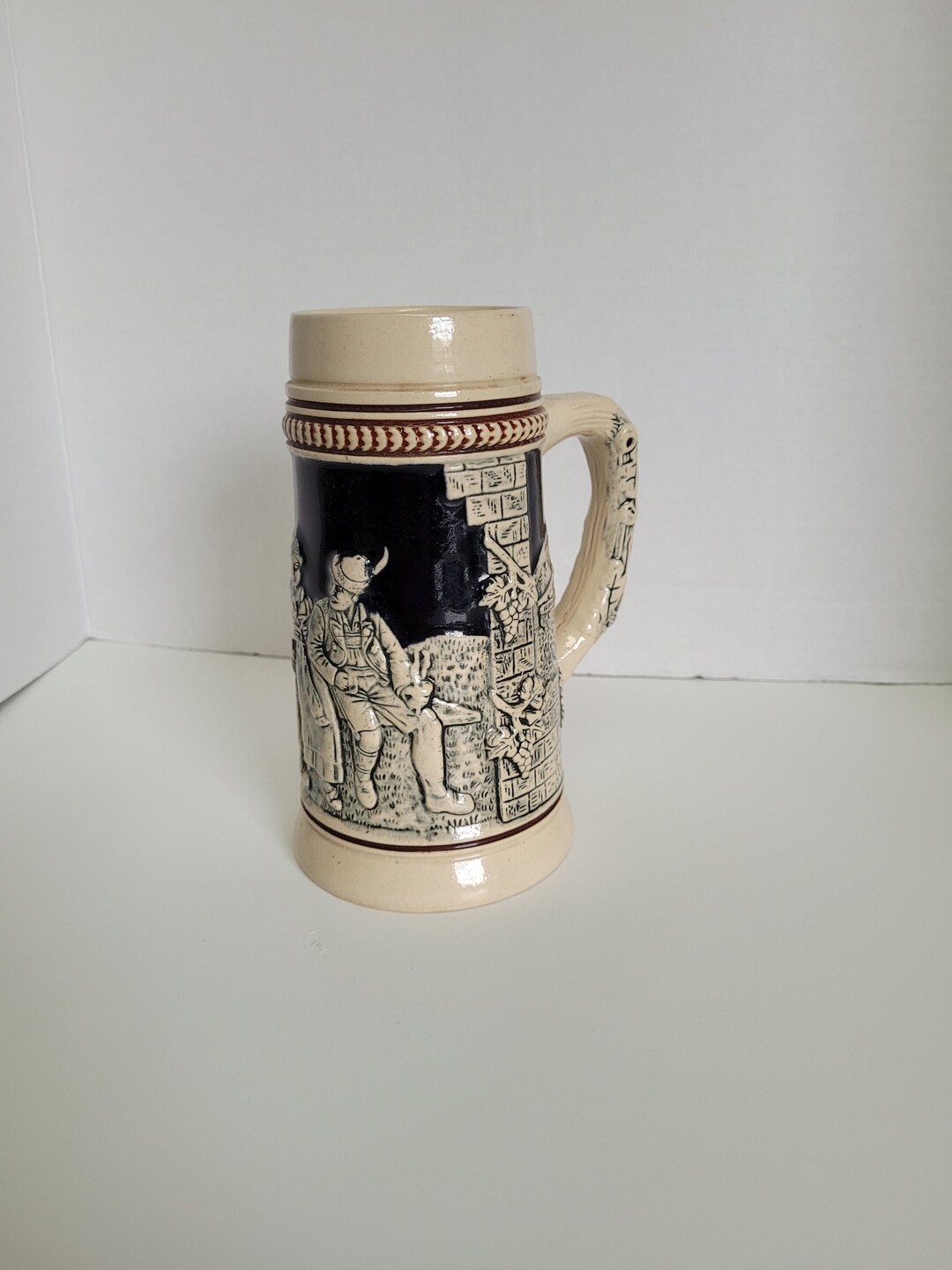 Vintage King Werk Beer Stein Tankard Dark Blue Background King Work Etsy