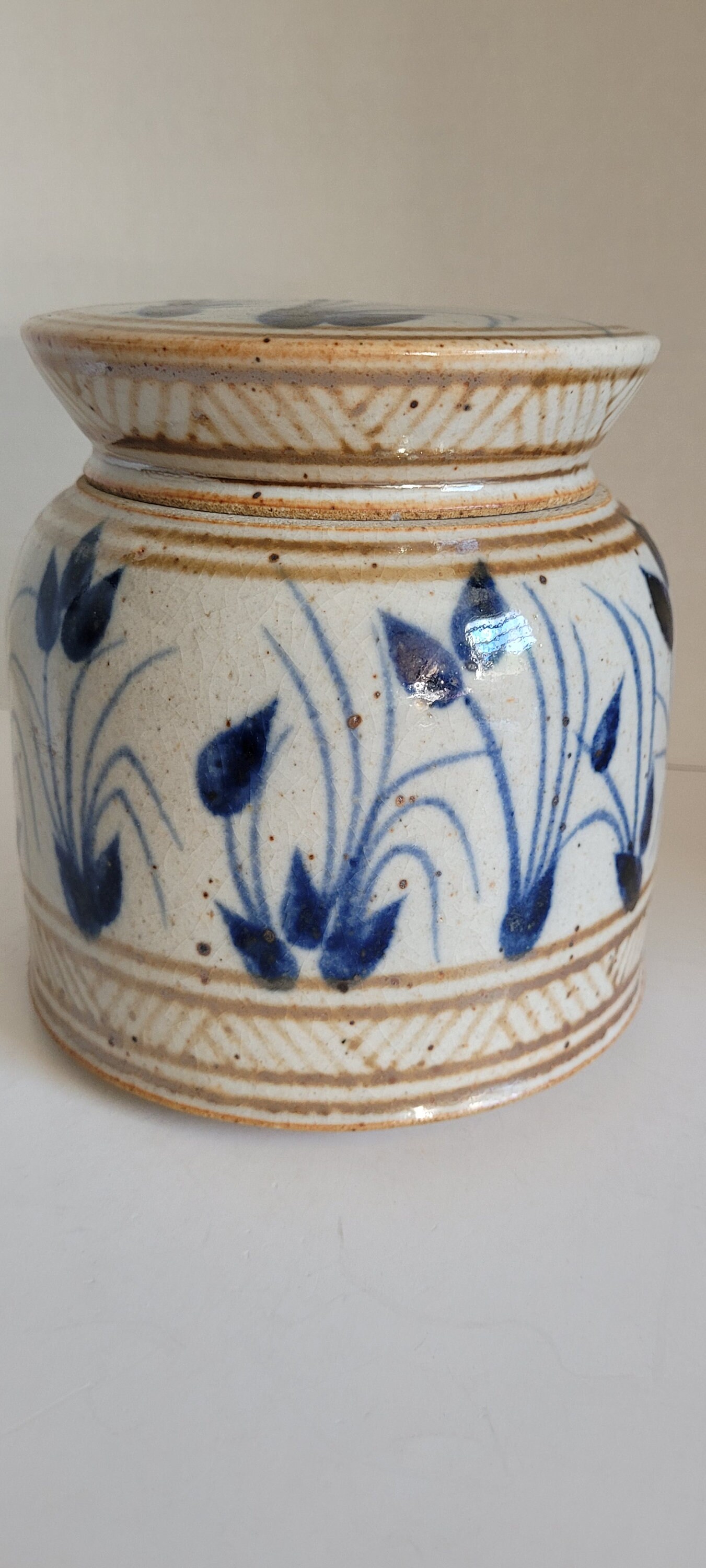 ヴィンテージ マーバリー ストーンウェア 陶器瓶 蓋付き