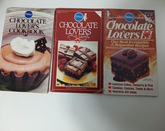 Set Of 3 Vintage 1980s Pillsbury Chocolate lovers Cookbooks Paperback