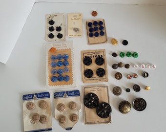 Lot of Assorted Buttons, Red Buttons, Vintage Buttons, 8 Ounces of Buttons,  Large Buttons, Celluloid Buttons, Buttons on Cards, Pink Buttons 