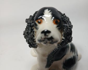 Black And White Ceramic Dog Cocker Spaniel Staffordshire Style