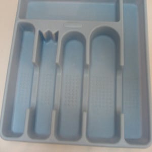 Vintage 1990&#39;s Williamsburg Blue Slate Blue Rubbermaid Flatware Silverware Drawer Organizer 2925