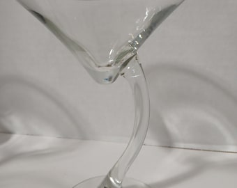 Set of 4 Libbey Swerve Martini Glasses Curved Stem Clear Glass