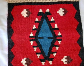 Woven Wool Placemat Miniature Rug In The Style Of Native American Weaving